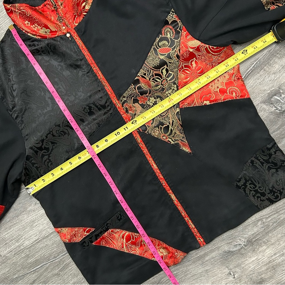 Vtg Chicos Asian Patchwork Jacket Red Brocade Man… - image 6